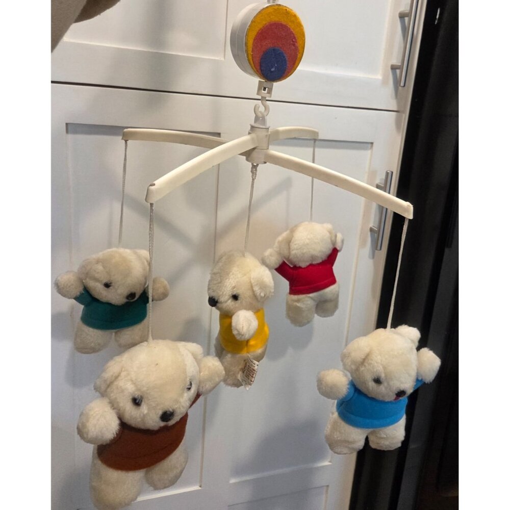 Jolly Jumper Vintage Hanging Teddy Bear Rainbow Mobile 80's Retr Kids Baby Room
